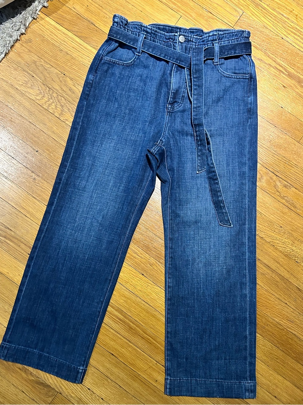 J. Crew Dark Blue Straight Cut Jeans with Waist Tie